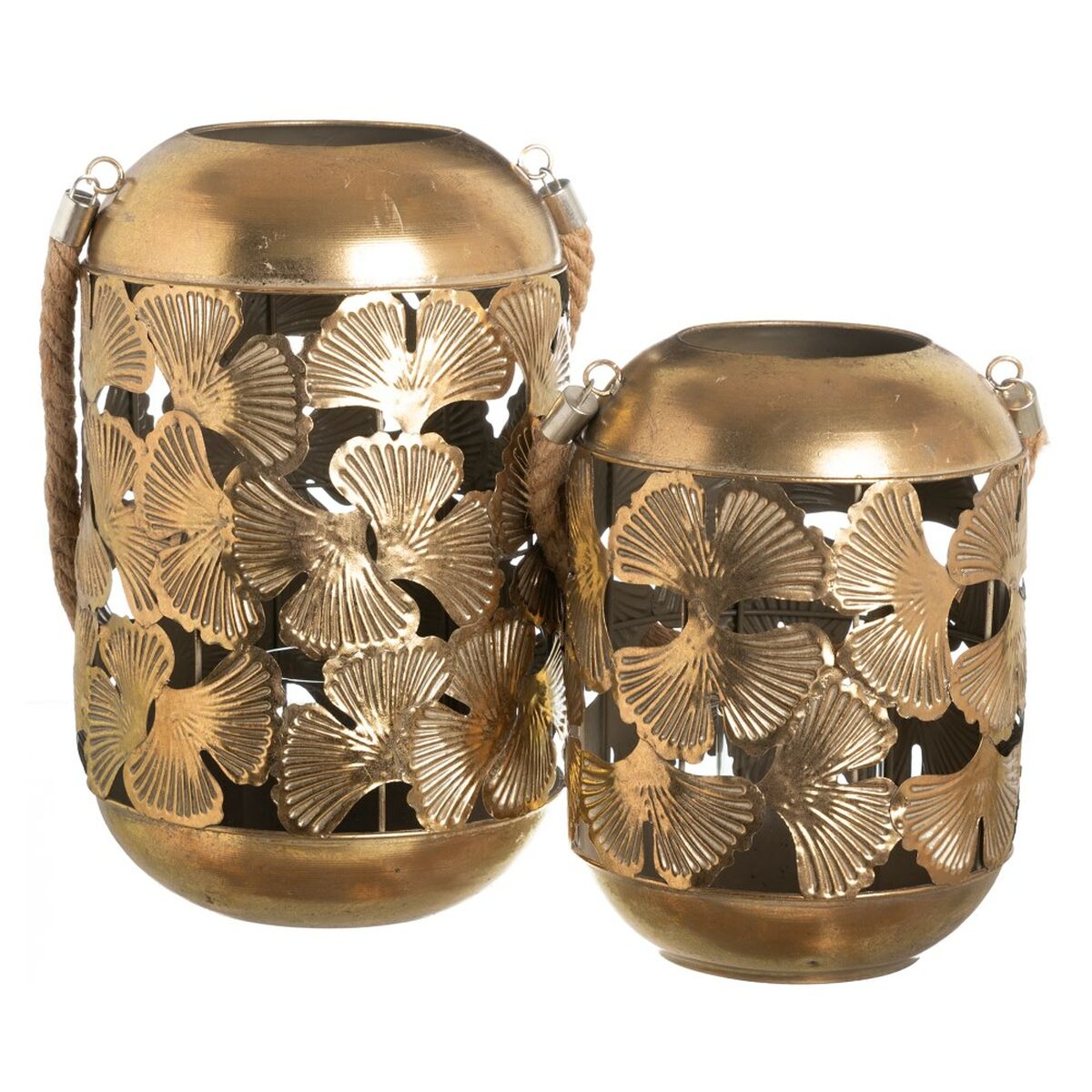 Farol Dorado Cristal Cuerda Hierro 21 x 21 x 32,5 cm